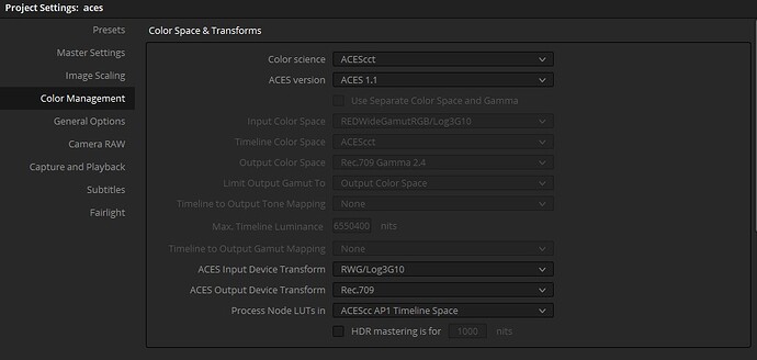ACEScct mangment