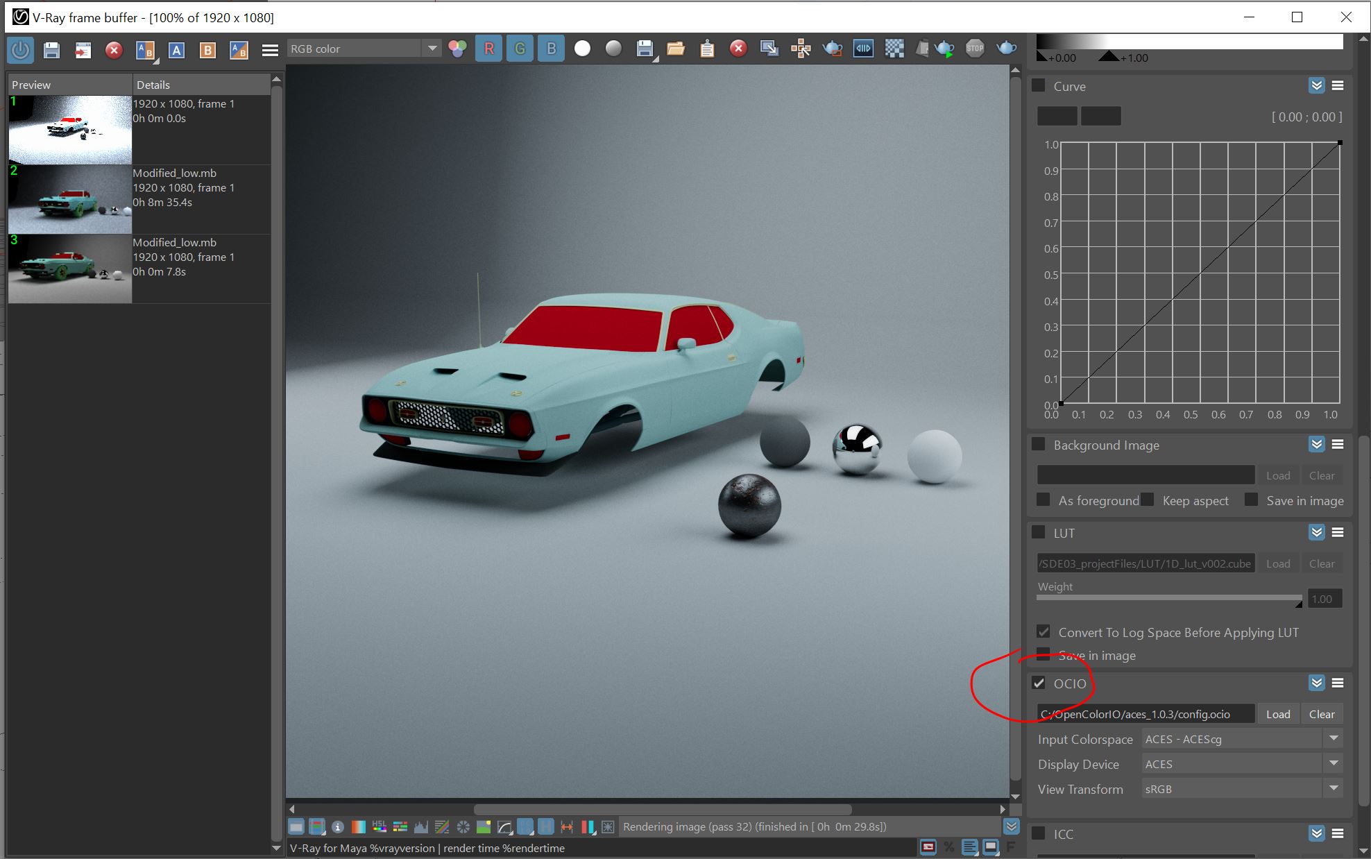 color management vray next maya